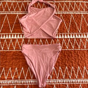 Pink Halter Bikini Set